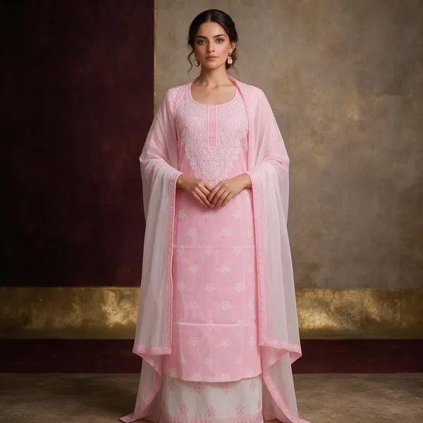 Soft_Pink_Cotton_Suit_Piece_With_Contrast_Bottom_Chiffon_Dupatta