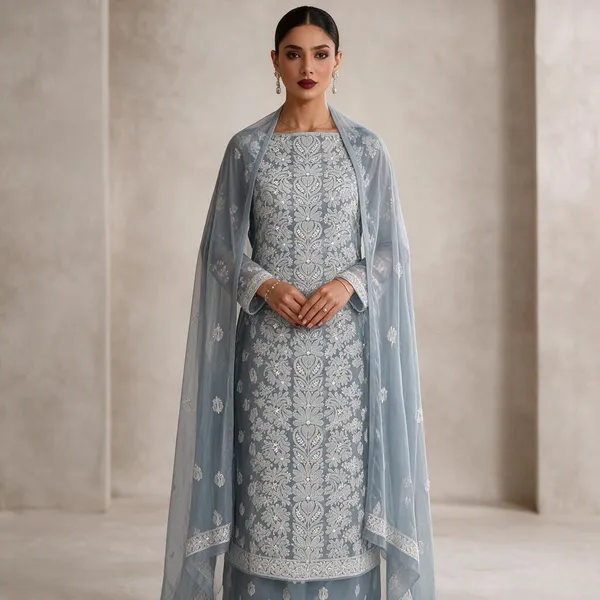 Grey_Hand_Embroidered_Soft_Chiffon_Unstitched_Garth_Chikankari_Suit_Set_With_Dupatta