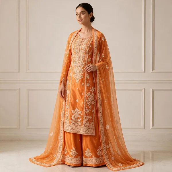 Tangerine_Orange_Suit_Piece_Chiffon_Jaal_With_Dupatta