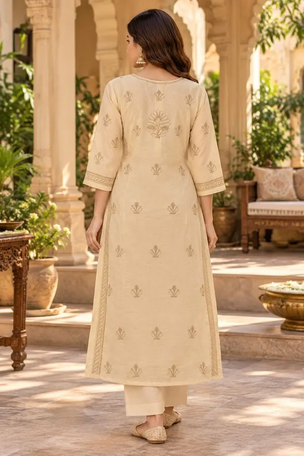 Beige_Hand_Embroidered_Chikan_Cotton_Kurti