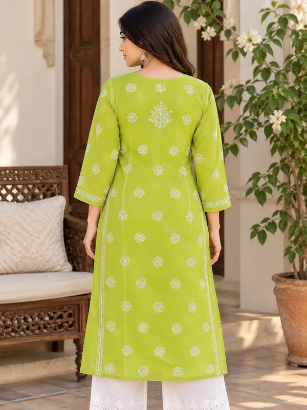 Lime_Green_Voile_Cotton_Kurti