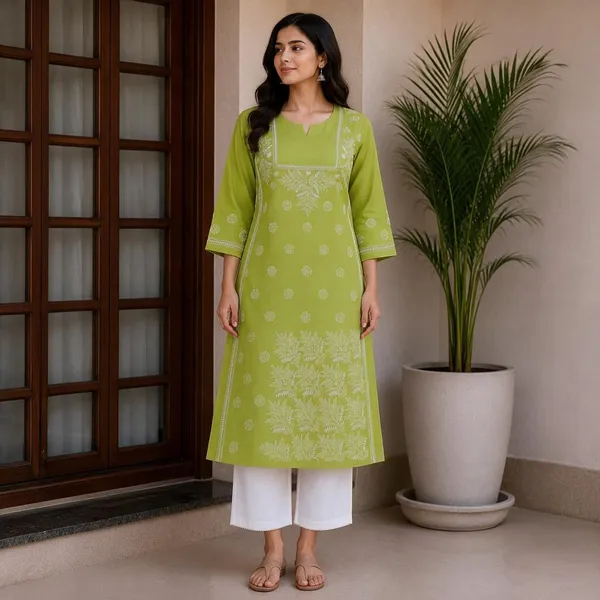 Lime_Green_Voile_Cotton_Kurti