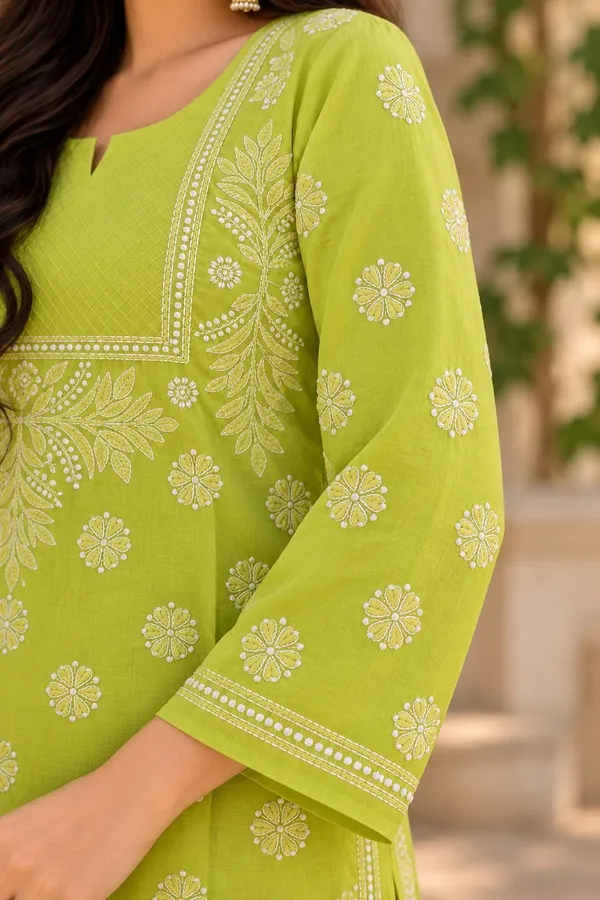 Lime_Green_Voile_Cotton_Kurti