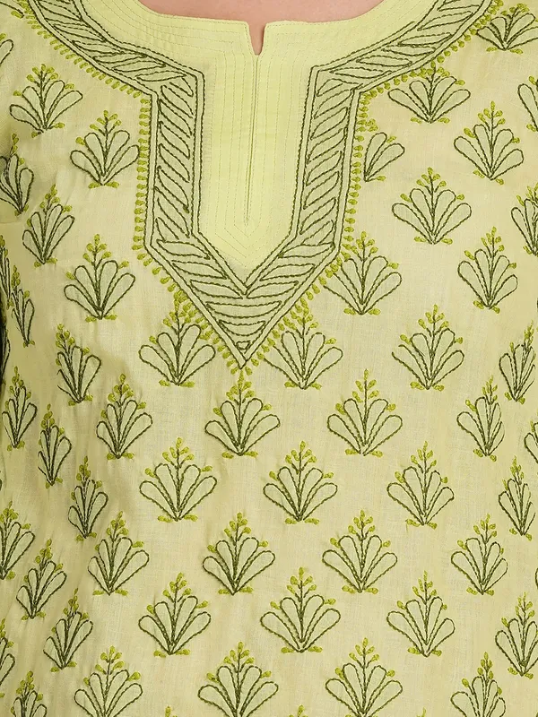 Pistachio_Green_Hand_Embroidered_Chikan_Cotton_Top_With_Contrast_Thread_Work