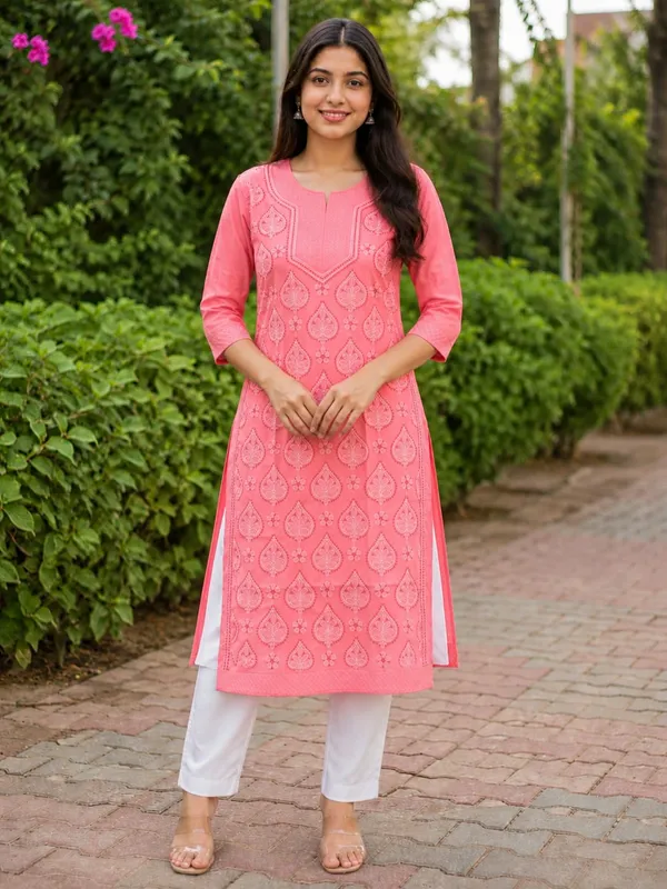 Coral_Pink_Voile_Cotton_Kurti