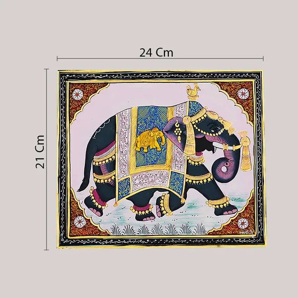Rajasthani_Miniature_Painting_Handcrafted_By_Mahesh_Vishnoi_Elephant_Pink_Background