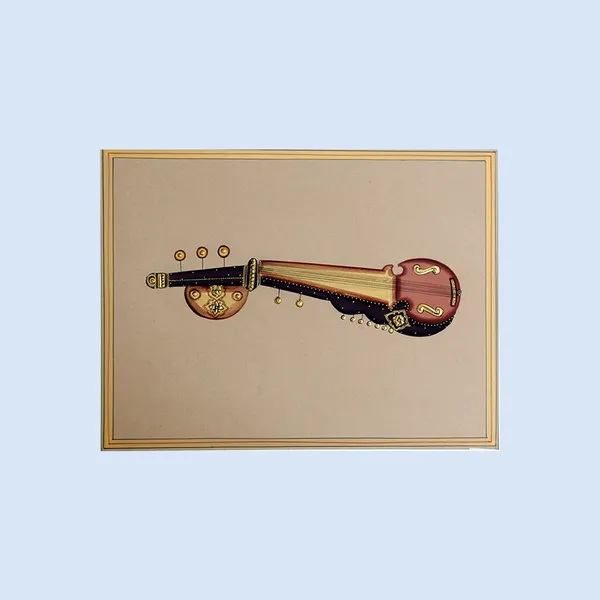 Miniature_Painting_Sarod_White_Border_Brown_Background
