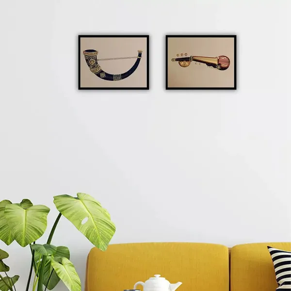 Miniature_Painting_Sarod_White_Border_Brown_Background
