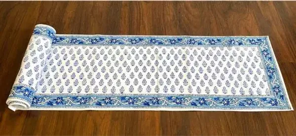 Hand_Blockprinted_Table_Runner_Blue_Small_Motif_Design