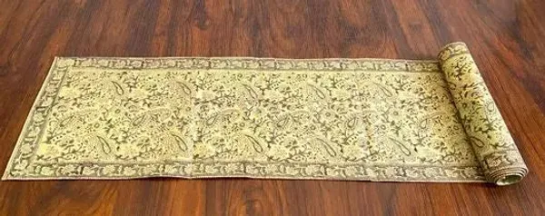 Hand_Blockprinted_Table_Runner_Green_Paisley_Design