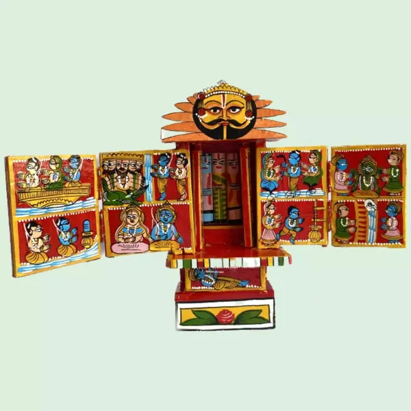 Rajasthani_Kaavad_Art_Ram_Krishna_Leela_7_Inches_Orange_Red_Color