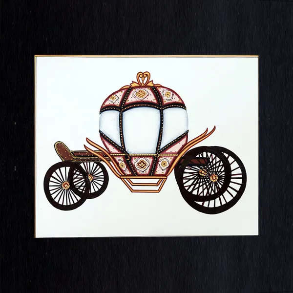 Rajasthani_Miniature_Handmade_Painting_Bagghi_Black_Border_White_Background