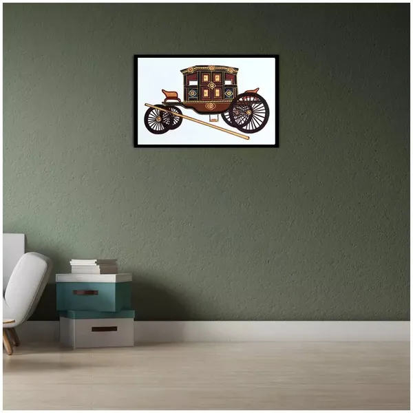 Rajasthani_Miniature_Handmade_Painting_Bagghi_Black_Border_White_Background
