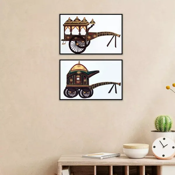 Rajasthani_Miniature_Handmade_Painting_Bagghi_Black_Border_White_Background
