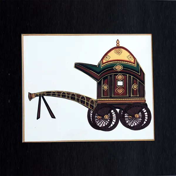 Rajasthani_Miniature_Handmade_Painting_Bagghi_Black_Border_White_Background