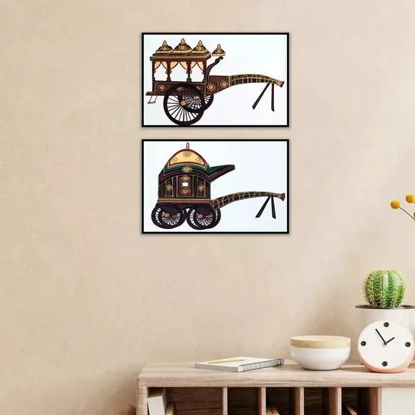 Rajasthani_Miniature_Handmade_Painting_Bagghi_Black_Border_White_Background