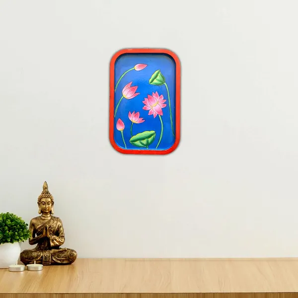 Handpainted_Wall_Plate_Rectangular_Lotus_Design