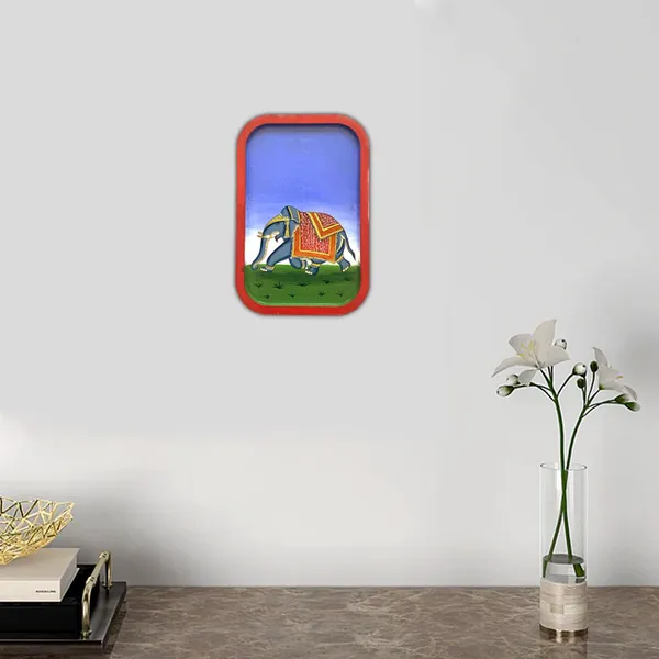 Handpainted_Wall_Plate_Rectangular_Miniature_Painting_Elephant