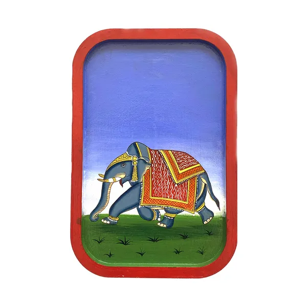 Handpainted_Wall_Plate_Rectangular_Miniature_Painting_Elephant