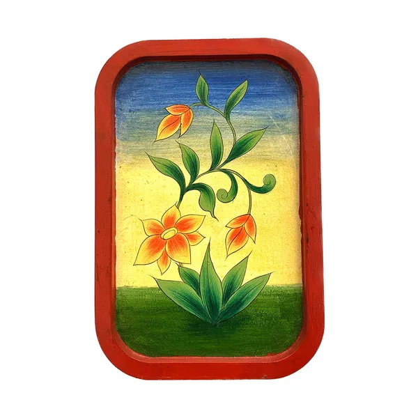 Handpainted_Wall_Plate_Rectangular_Floral_Design
