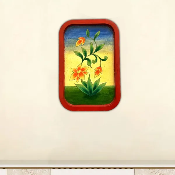 Handpainted_Wall_Plate_Rectangular_Floral_Design