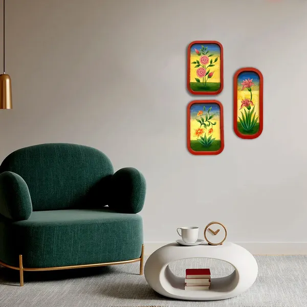 Handpainted_Wall_Plate_Rectangular_Floral_Design