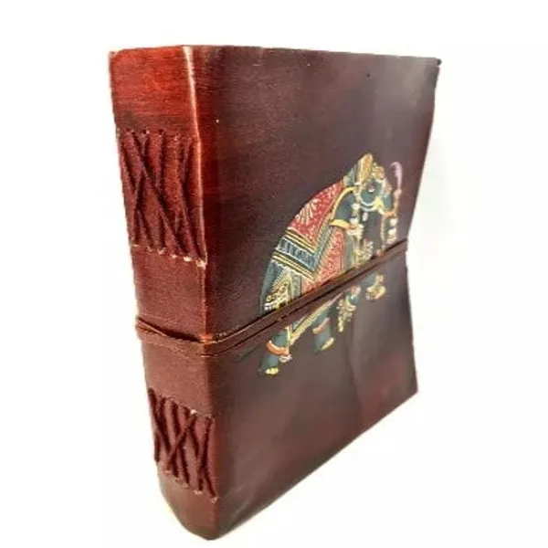 Handpainted_Diary_With_Leather_Cover_Elephant_Design