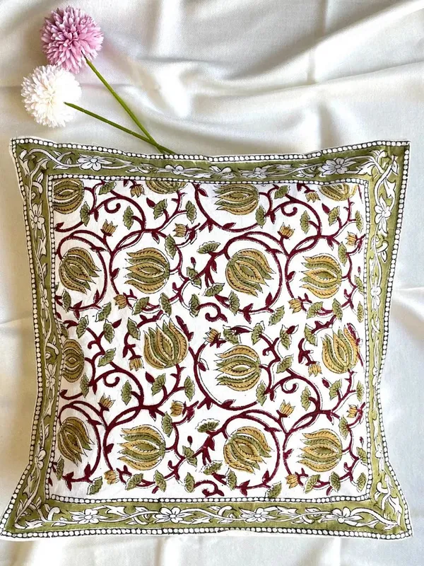 Hand_Blockprinted_Cushion_Cover_Green_Lotus_Design_Set_Of_5_Cushion_Covers
