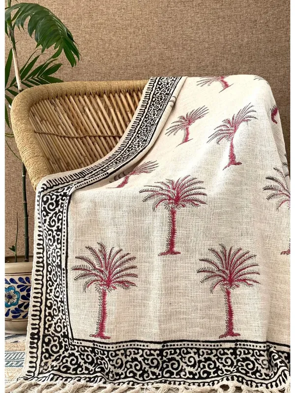 Hand_Blockprinted_Cotton_Sofa_Throws_Palm_Tree_Design