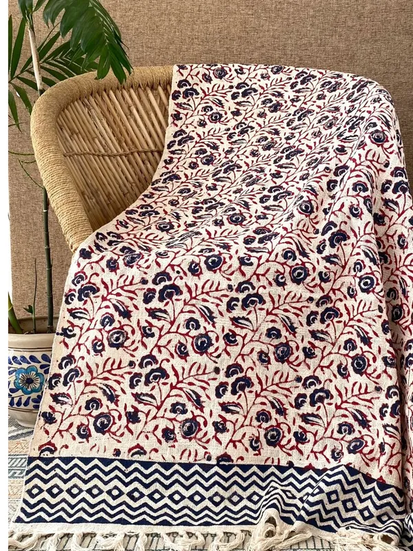 Hand_Blockprinted_Cotton_Sofa_Throws_Floral_Pattern
