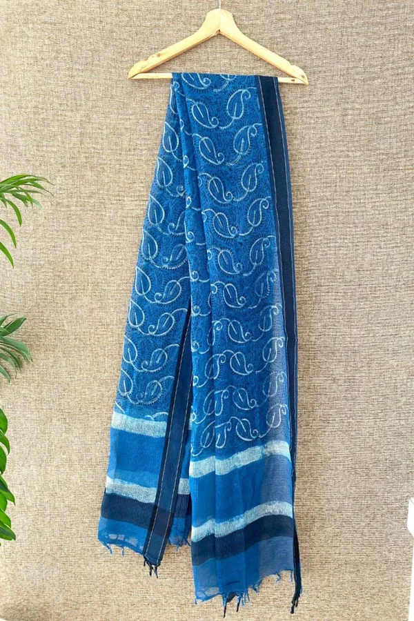 Hand_Blockprinted_Kota_Doriya_Stole_Indigo