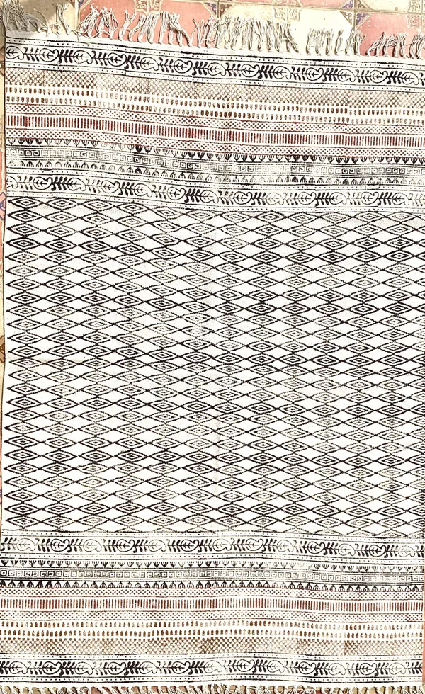 Hand_Blockprinted_Cotton_Rug_Black_And_Brown_Geomteric_Pattern