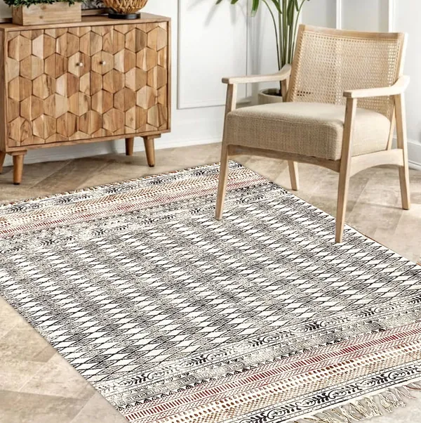 Hand_Blockprinted_Cotton_Rug_Black_And_Brown_Geomteric_Pattern