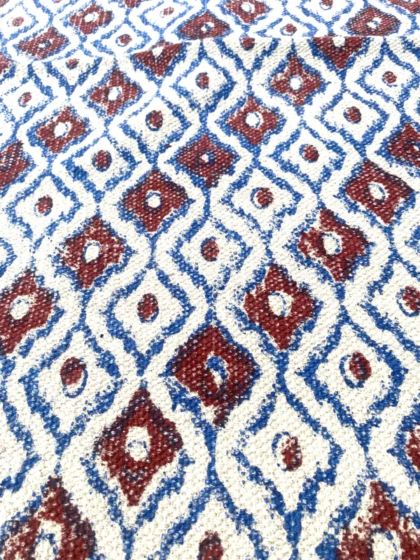 Hand_Blockprinted_Cotton_Yoga_Mat_Blue_Ikat_Design