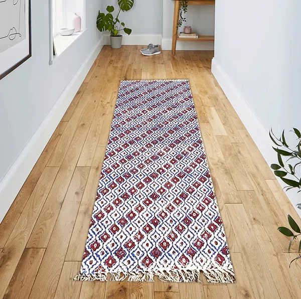 Hand_Blockprinted_Cotton_Yoga_Mat_Blue_Ikat_Design
