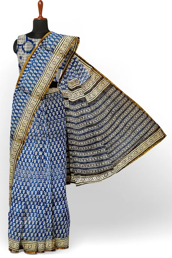 Hand_Block_Printed_Kota_Doriya_Saree_Indigo