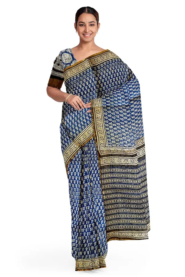 Hand_Block_Printed_Kota_Doriya_Saree_Indigo