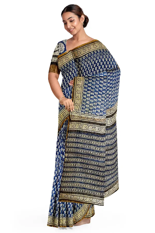 Hand_Block_Printed_Kota_Doriya_Saree_Indigo