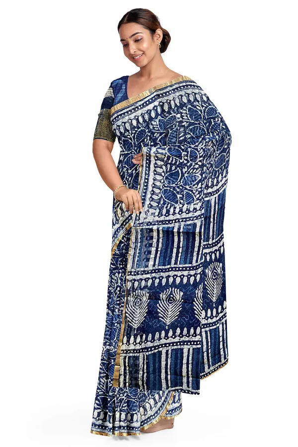 Hand_Blockprinted_Kota_Doriya_Saree_Indigo