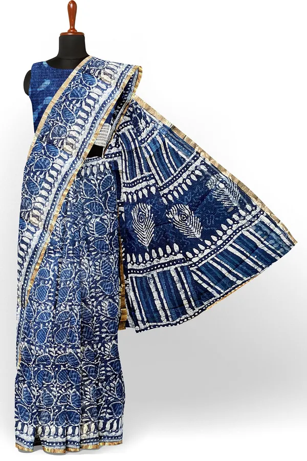 Hand_Blockprinted_Kota_Doriya_Saree_Indigo