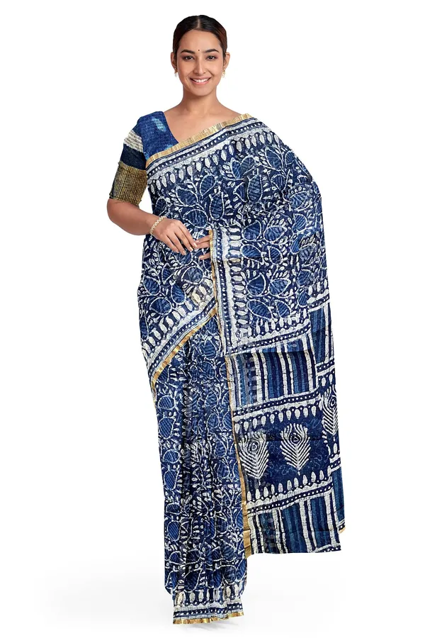 Hand_Blockprinted_Kota_Doriya_Saree_Indigo