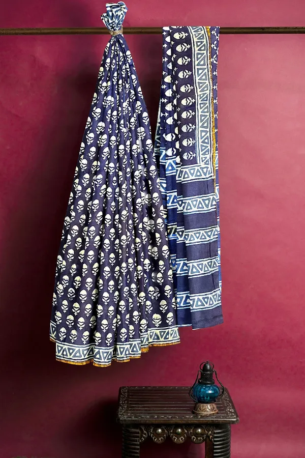 Hand_Blockprinted_Chanderi_Silk_Saree_Indigo