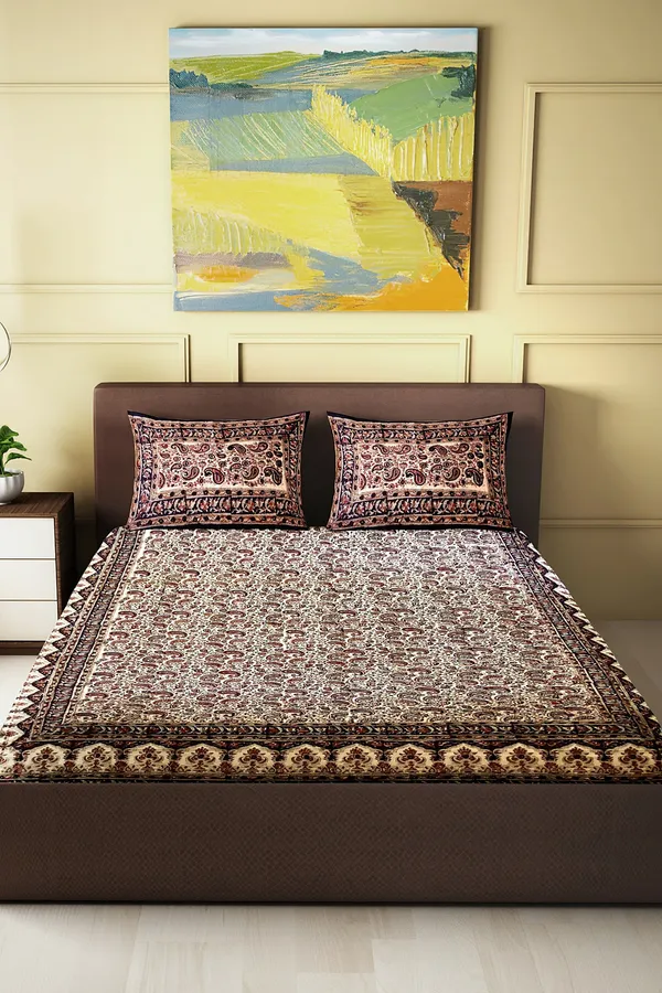 Hand_Blockprinted_Kalamkari_Cotton_Double_Bedsheet_With_Pillow_Covers