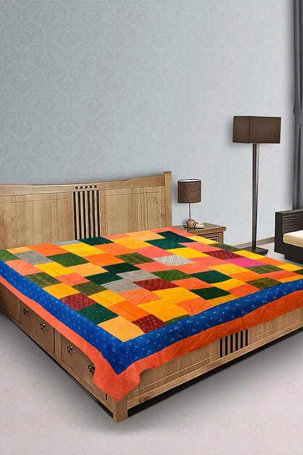 Hand_Made_Kantha_Patchwork_Blockprinted_Cotton_Bedcover