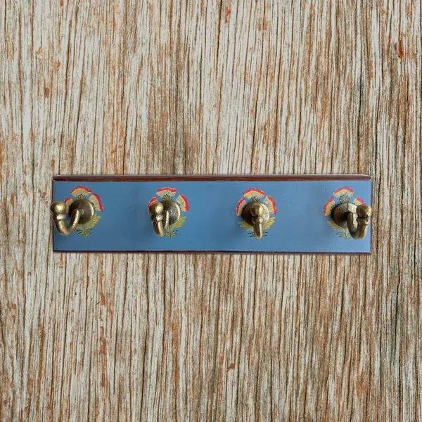Handpainted_Antique_Look_Wooden_Wall_Hanger_With_4_Hooks_Rustic_Blue