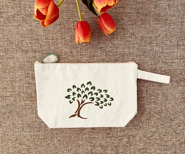 Handpainted_Cotton_Travel_Makeup_Pouch_Tree_Design_On_Both_Sides