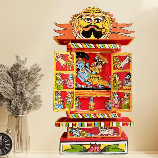 Rajasthani_Kaavad_Art_11_Inches_Orange_Red_Colour_Ram_Krishna_Leela