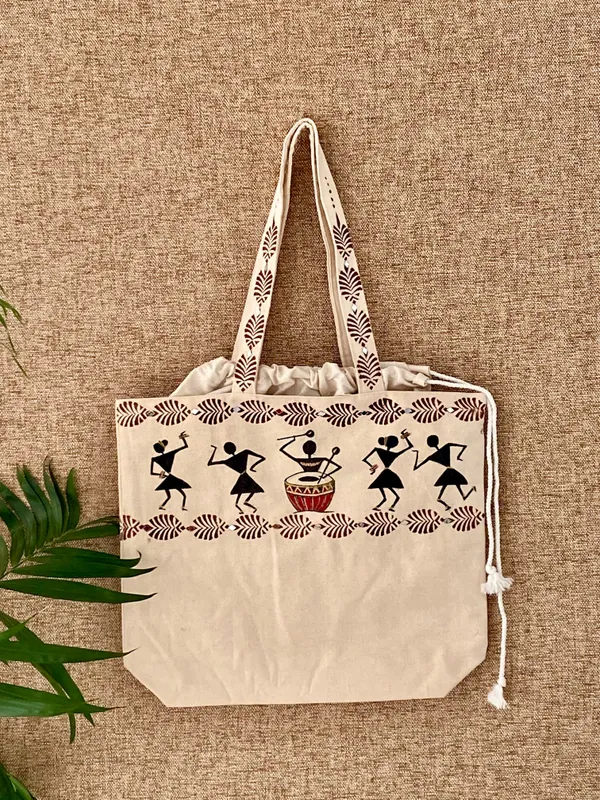 Handpainted_Balloon_Tote_Bag_Warli_Art_Design_With_Mirror_Work