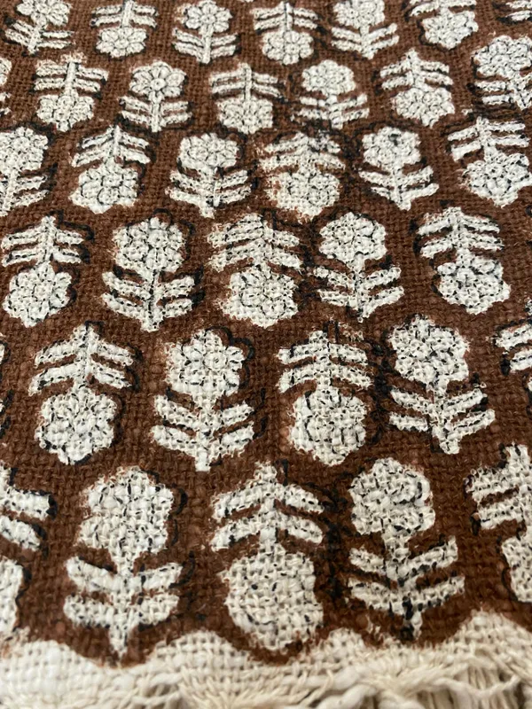 Hand_Block_Printed_Cotton_Sofa_Throws_Brown_Floral_Print