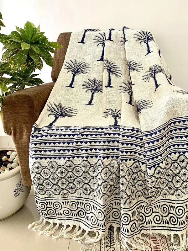 Hand_Blockprinted_Cotton_Sofa_Throws_Palm_Tree_Blue